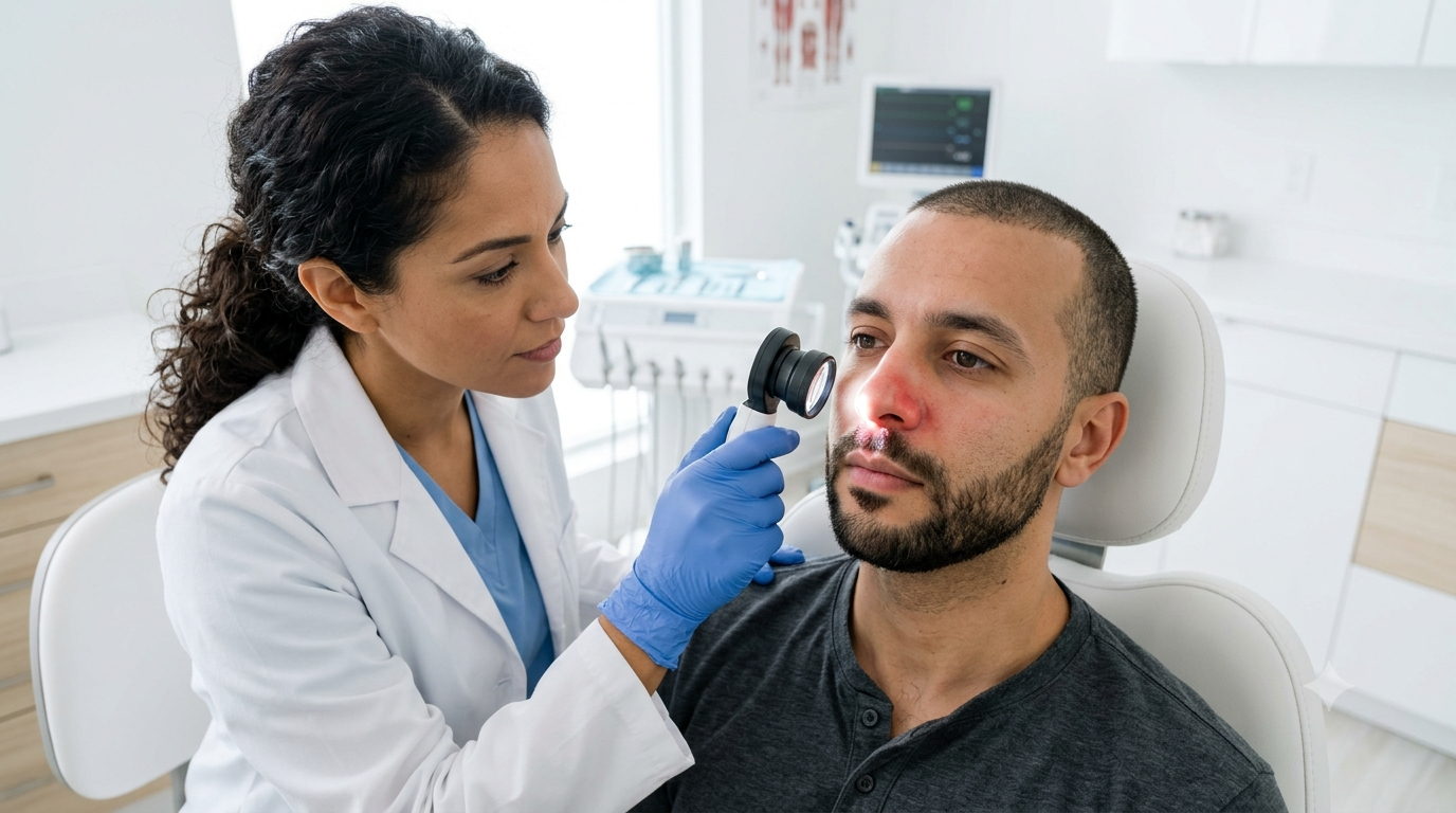 Consulta médica e instrumentación nasal